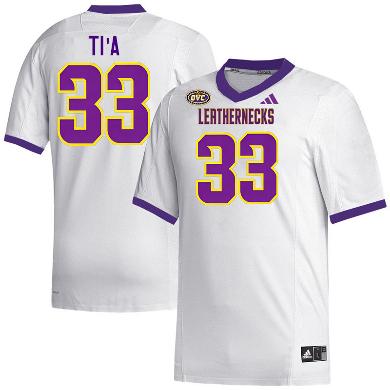 Western Illinois Leathernecks #33 Malini Ti'a College Football Jerseys,Uniforms-White